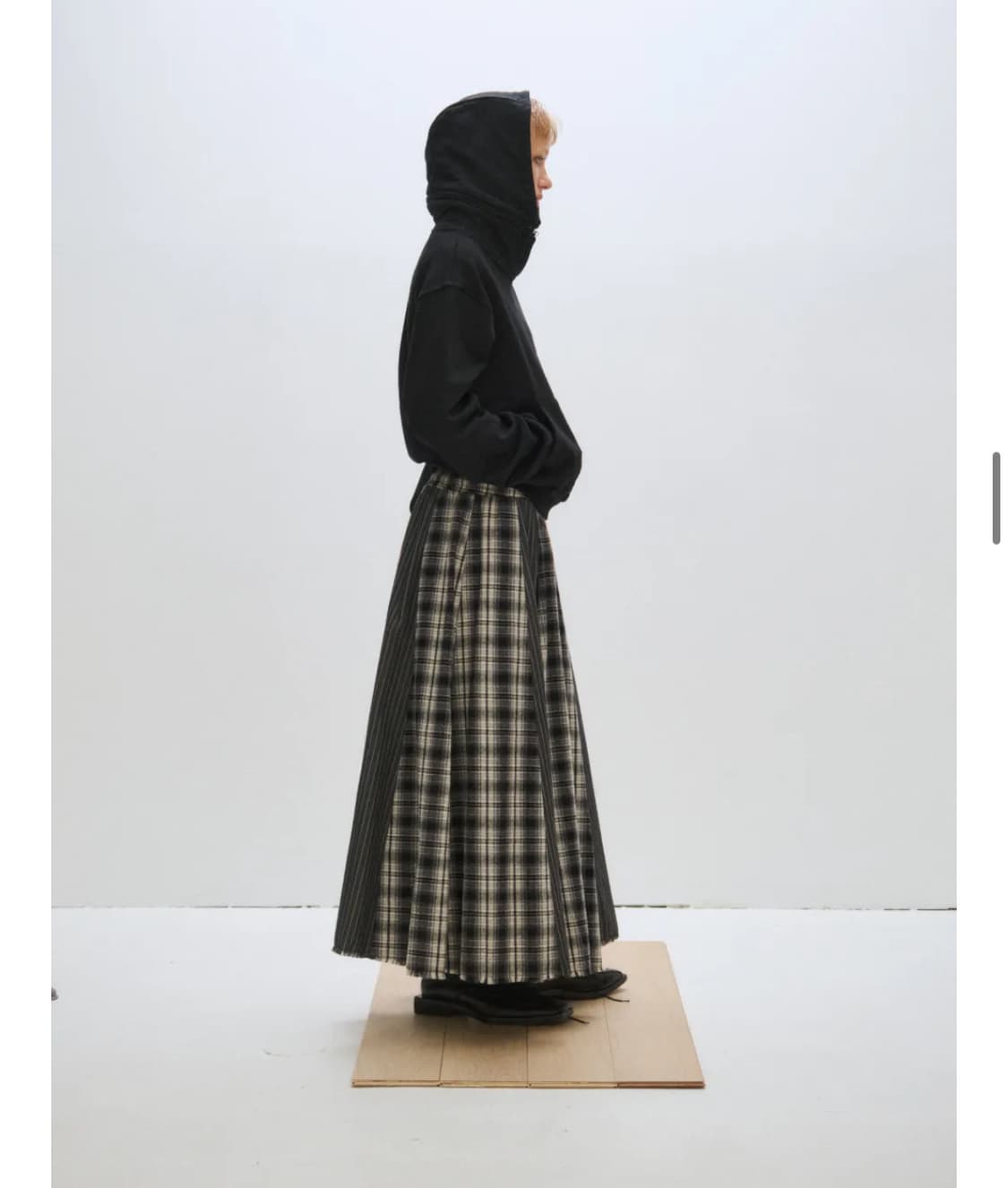 Plzproject 오버 체크 맥시 스커트 상품이미지3