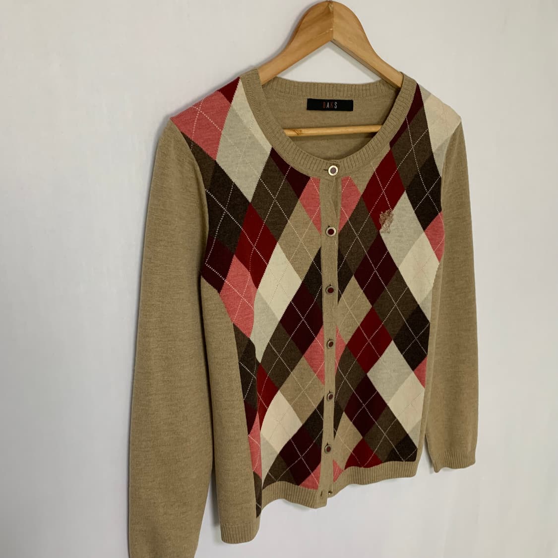 DAKS 닥스 아가일 패턴 빈티지 앤틱 버튼 니트 가디건 여성 95 상품이미지3