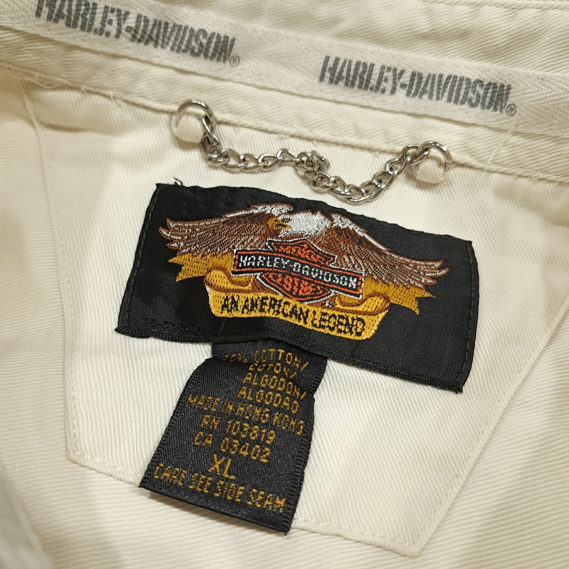 CL581 XL 할리데이비슨 00s 홍콩판 코튼 아이보리 셔츠 상품이미지6