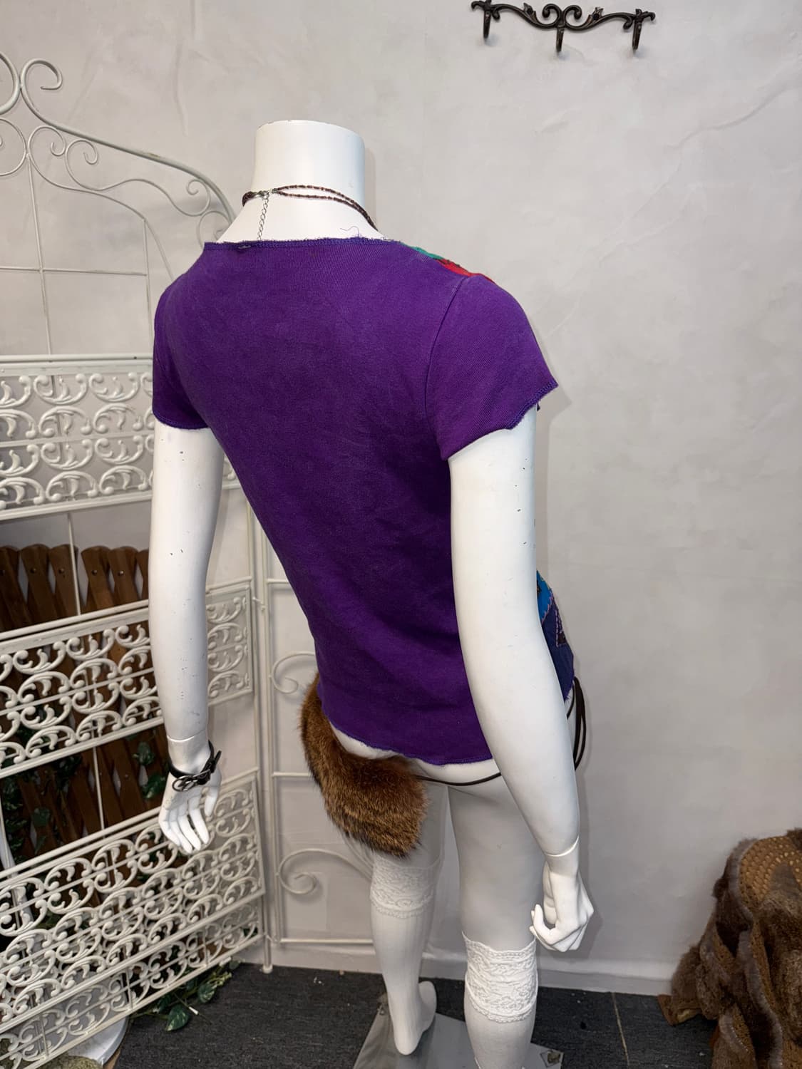 Purple bohemian hippie patchwork half t  상품이미지5