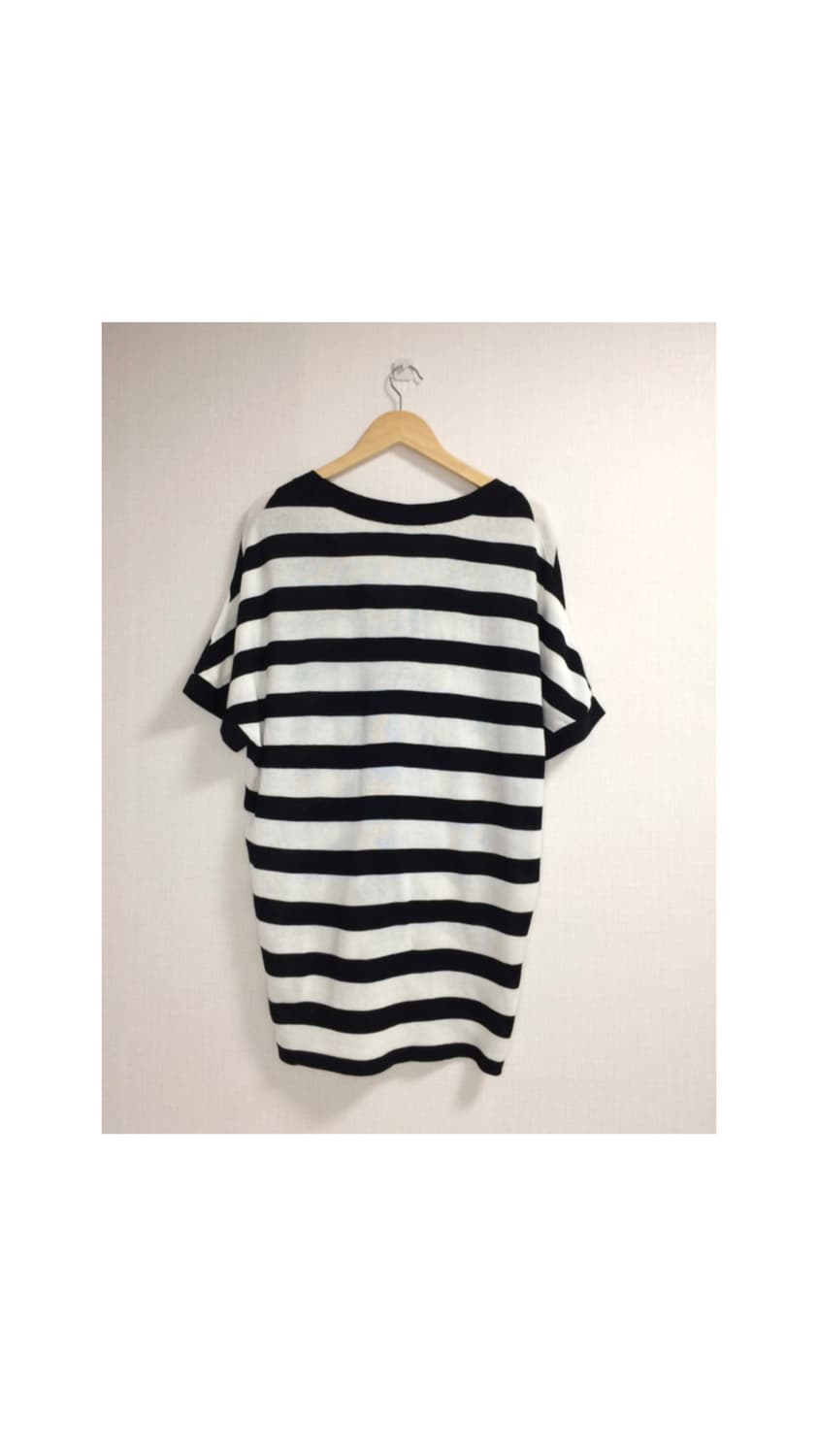 빈티지 블랙 화이트 스트라이프 셔링 박시 니트 튜닉 상품이미지4