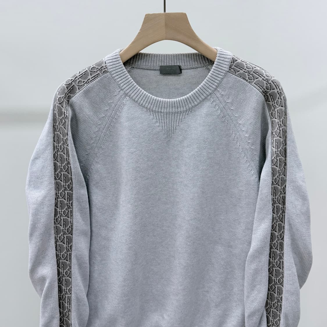 [S+급/M] 디올 오블리크 인서트 니트 스웨터 라이트 그레이 상품이미지2