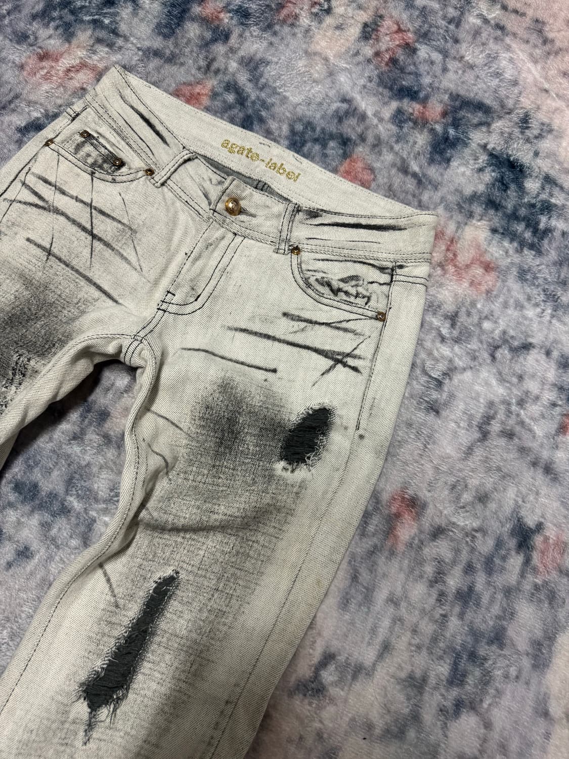 Agate white distressed boot cut denim pa 상품이미지4