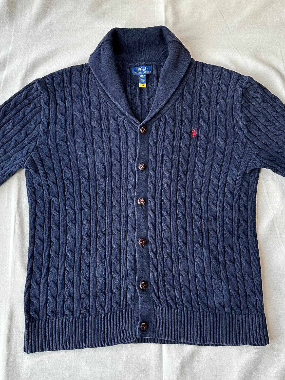 폴로 꽈배기 숄카라 니트 가디건 보이즈 XL 상품이미지7