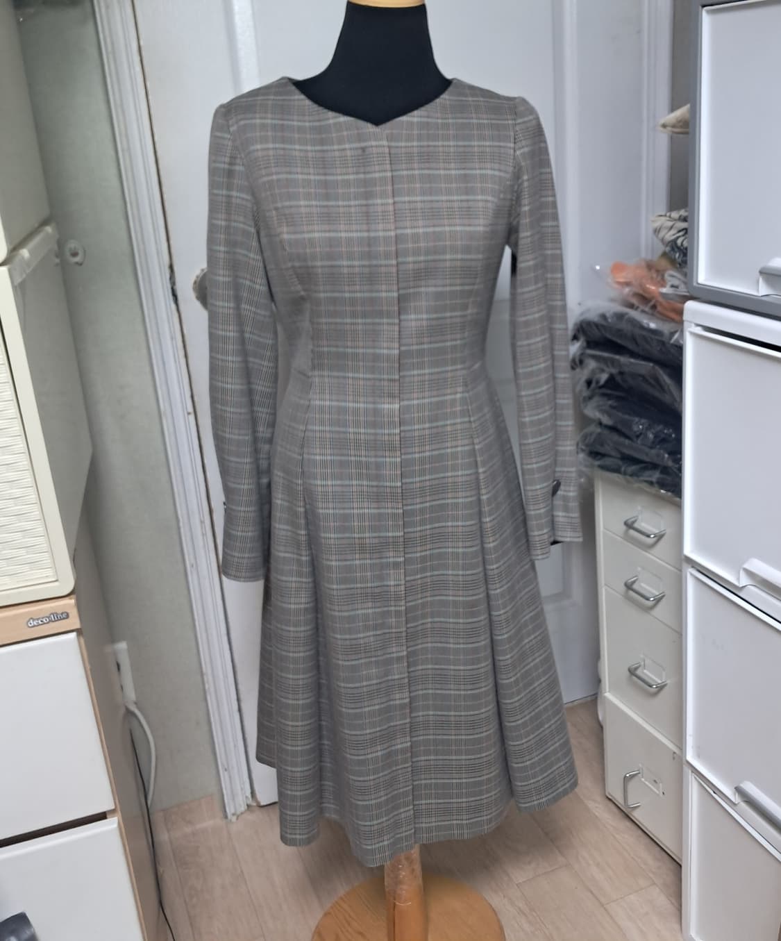 잇미샤 체크 롱 원피스 44~날씬55(상태상급) 상품이미지1