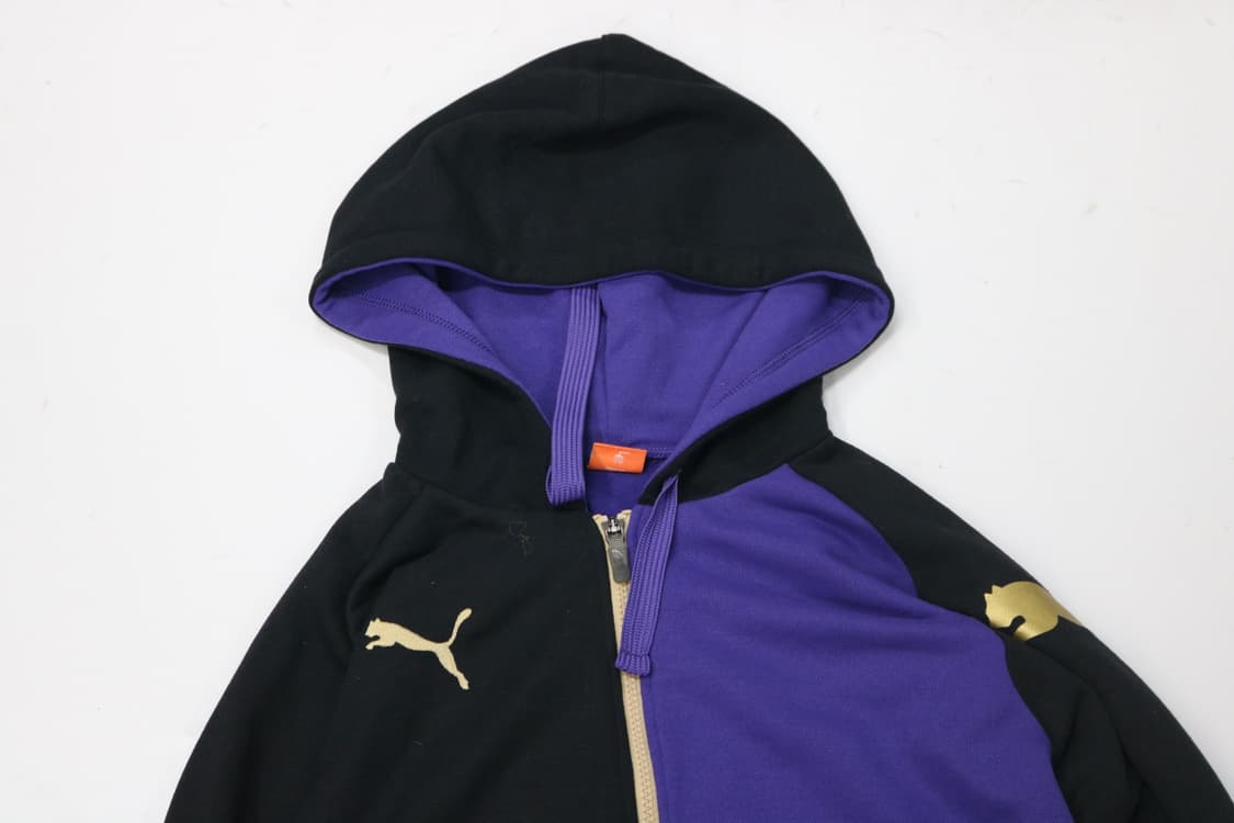 푸마 블랙 퍼플 배색 골드 로고 후드 집업 상품이미지3