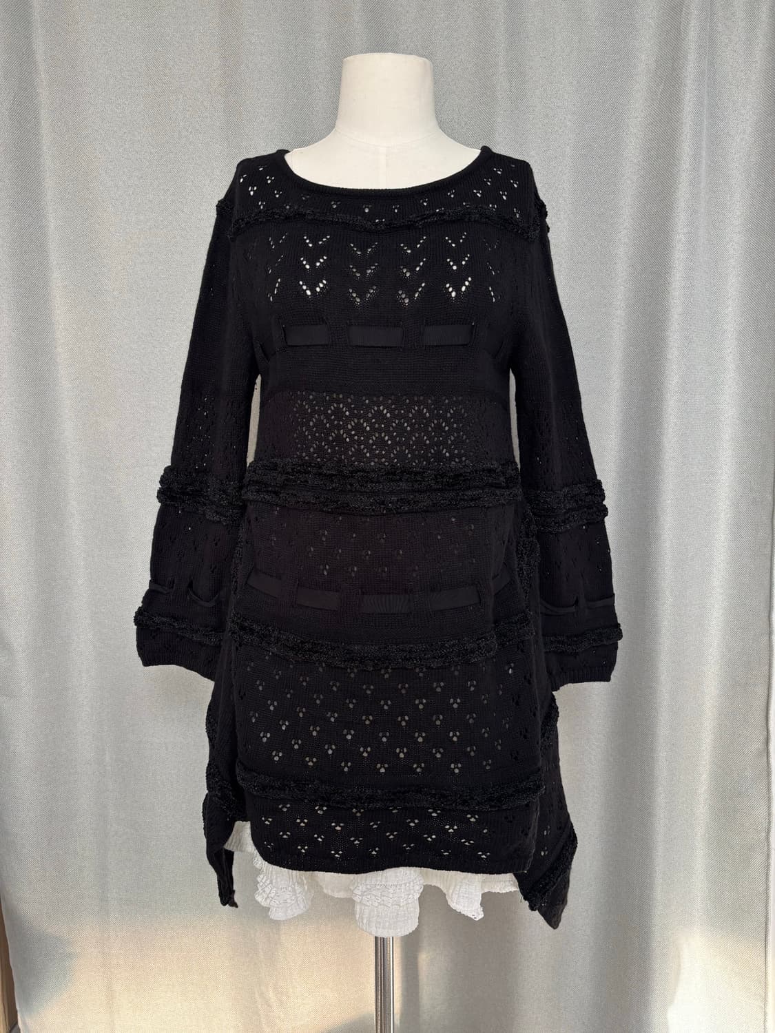 폴리 테이프 트리밍 언빌 크로셰 원피스 상품이미지7