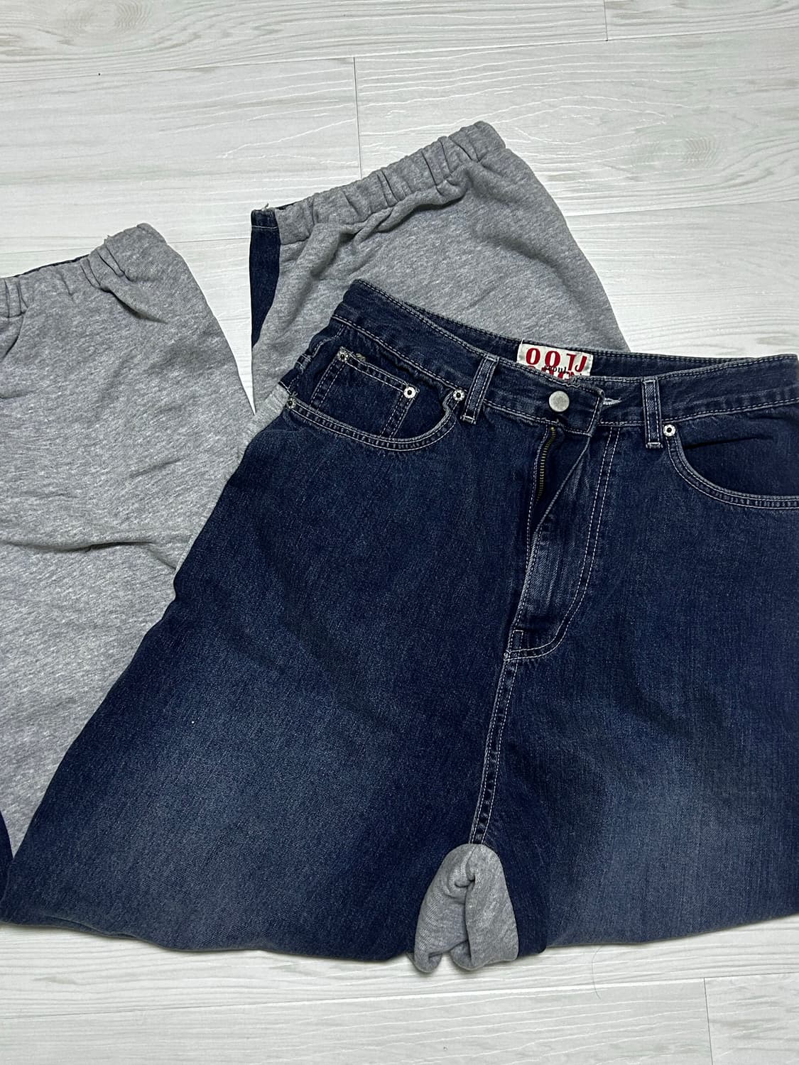 sunnydaynice 하프 데님 트레이닝팬츠 상품이미지1