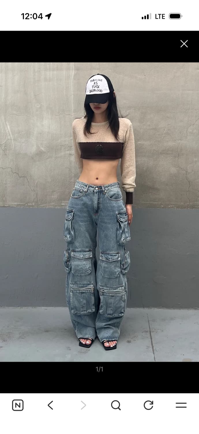 배드블러드 보니 데님 카고 스카이블루 S 상품이미지1