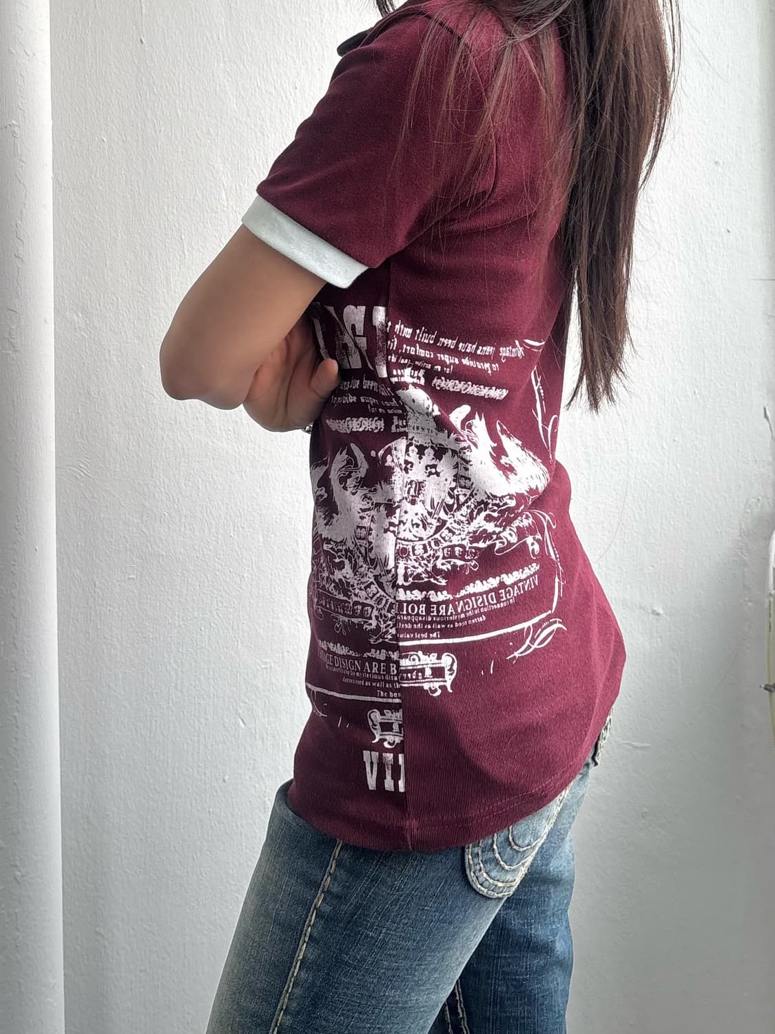 Vintage Graphic Red Polo Shirt 상품이미지4