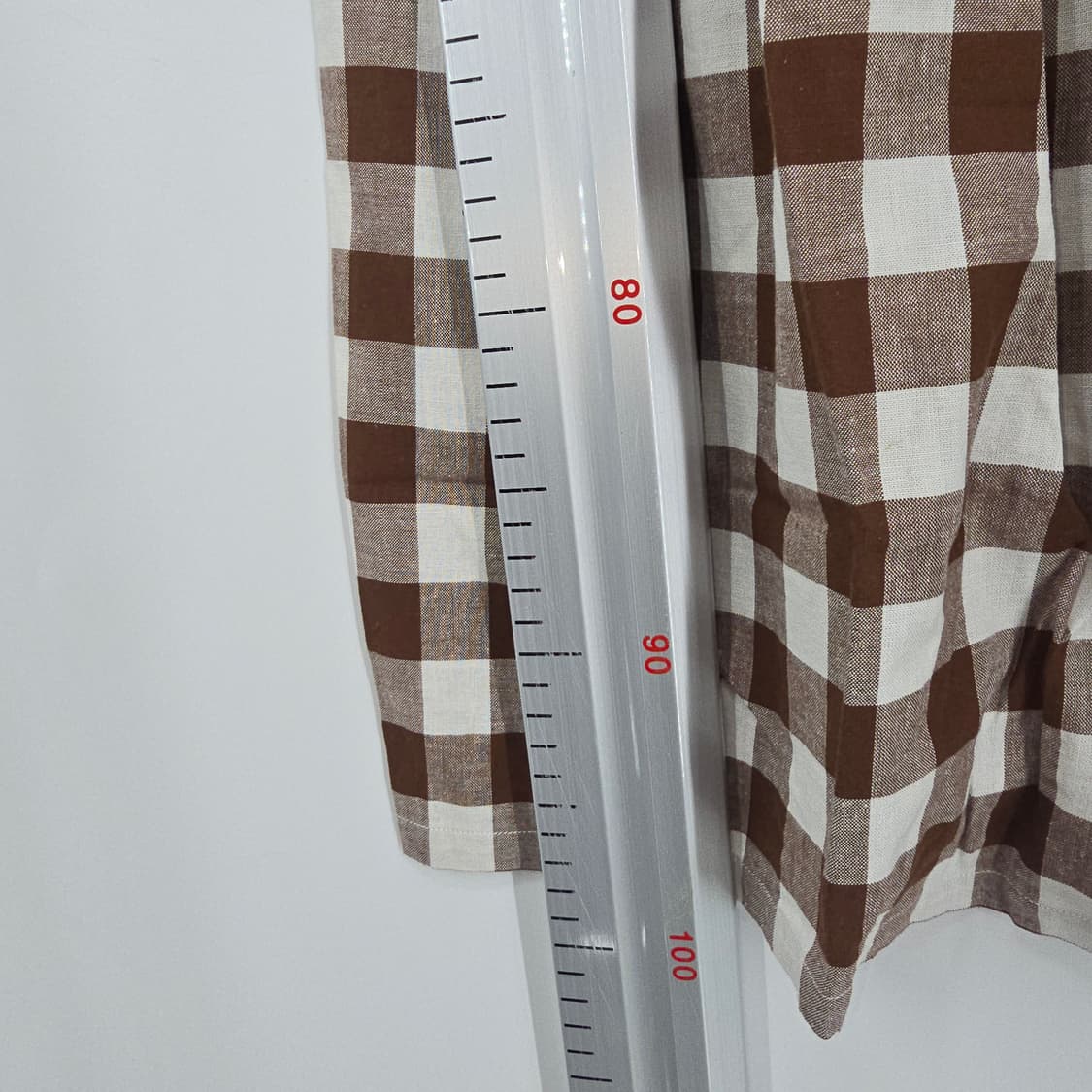 일본 빈티지 브라운 체크 민소매 코튼 원피스 상품이미지5