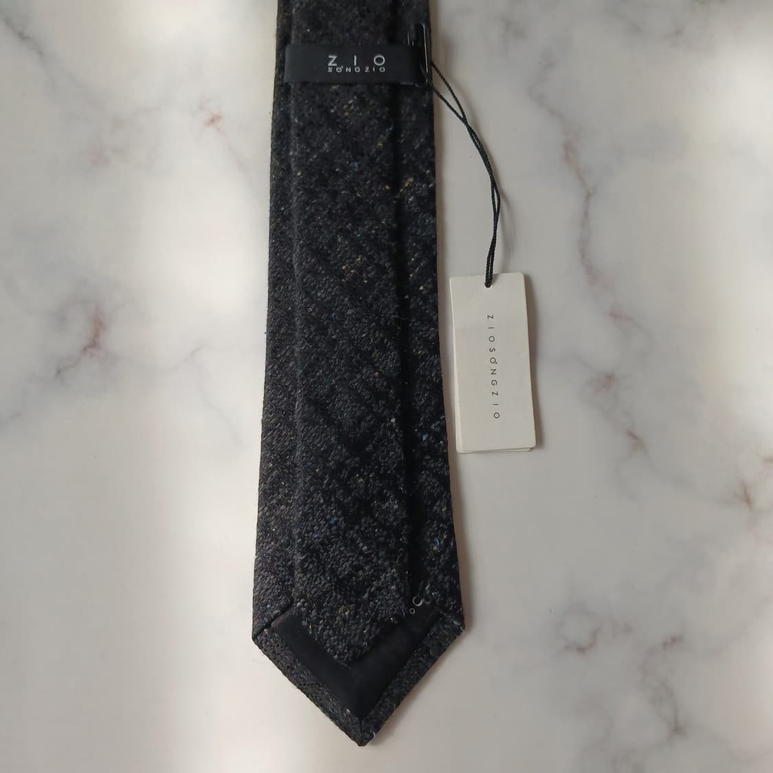 지오송지오 실크 블랙 텍스처 넥타이 7.8cm 새상품 E790 상품이미지8