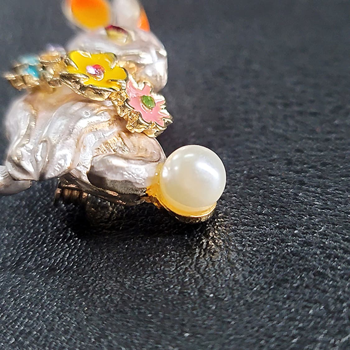 Hana Usagi 브로치 남자 엔틱 빈티지 선물 소품 진주 토끼 상품이미지2