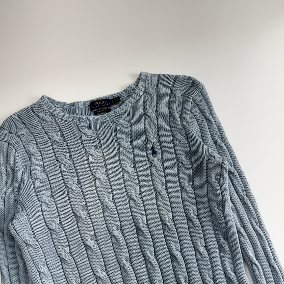 Polo 폴로 블루 포니 라이트 블루 케이블 니트 상품이미지4