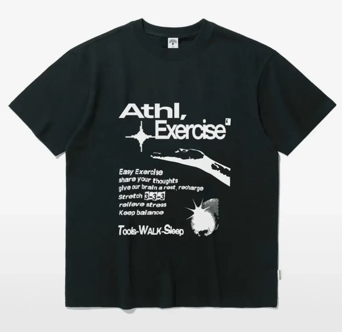 엑서사이즈 반팔 티셔츠 블랙 XL 상품이미지1