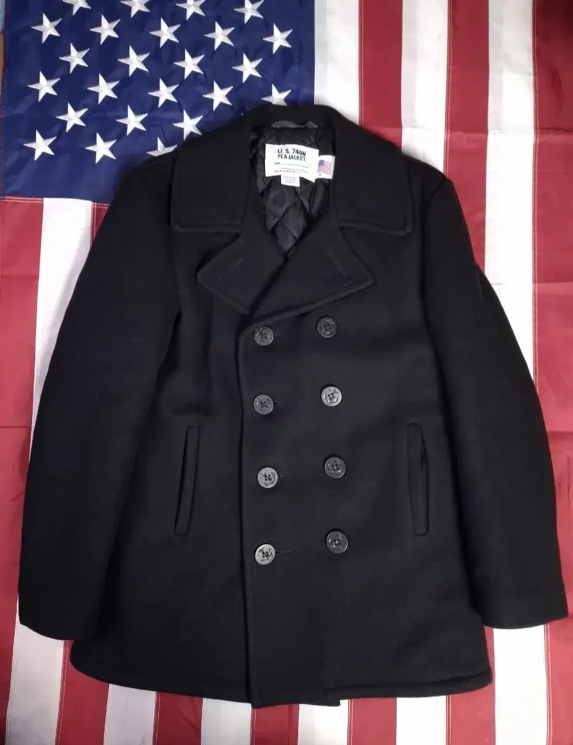 새제품 오리지날 신형 미국제조 미해군 TYPE 쇼트사 울 더플피코트 상품이미지2