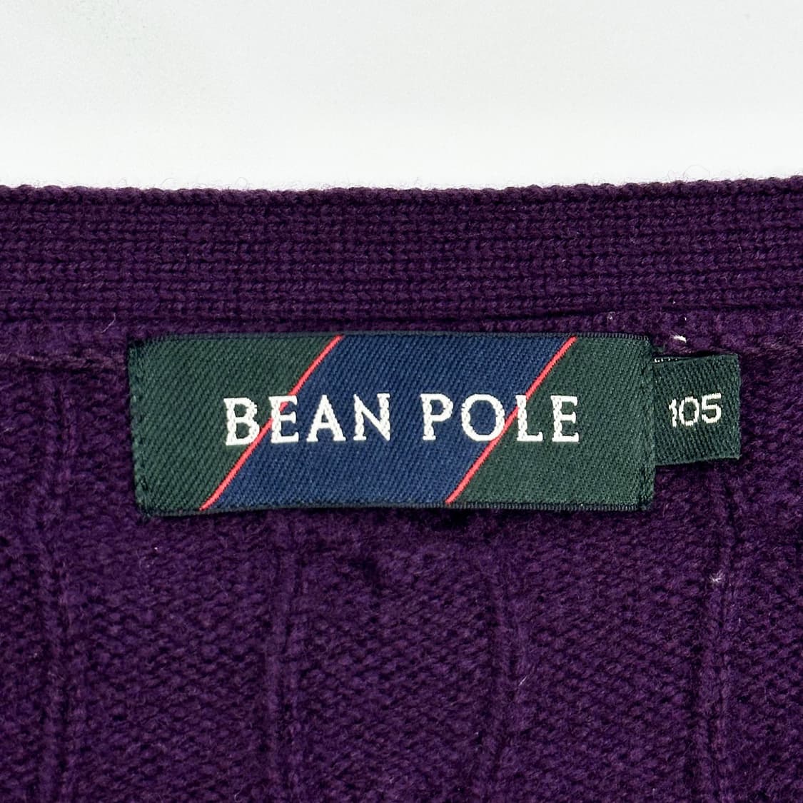 빈폴 퍼플 꽈배기 니트 가디건 (XL) 상품이미지5