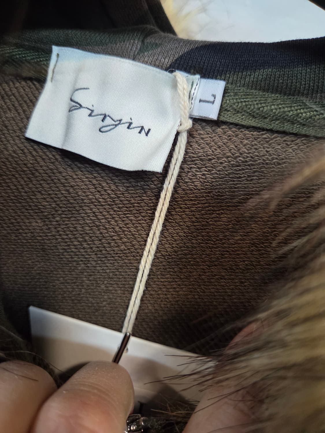 빈티지 siryin 카모 퍼 후드집업 L 상품이미지3