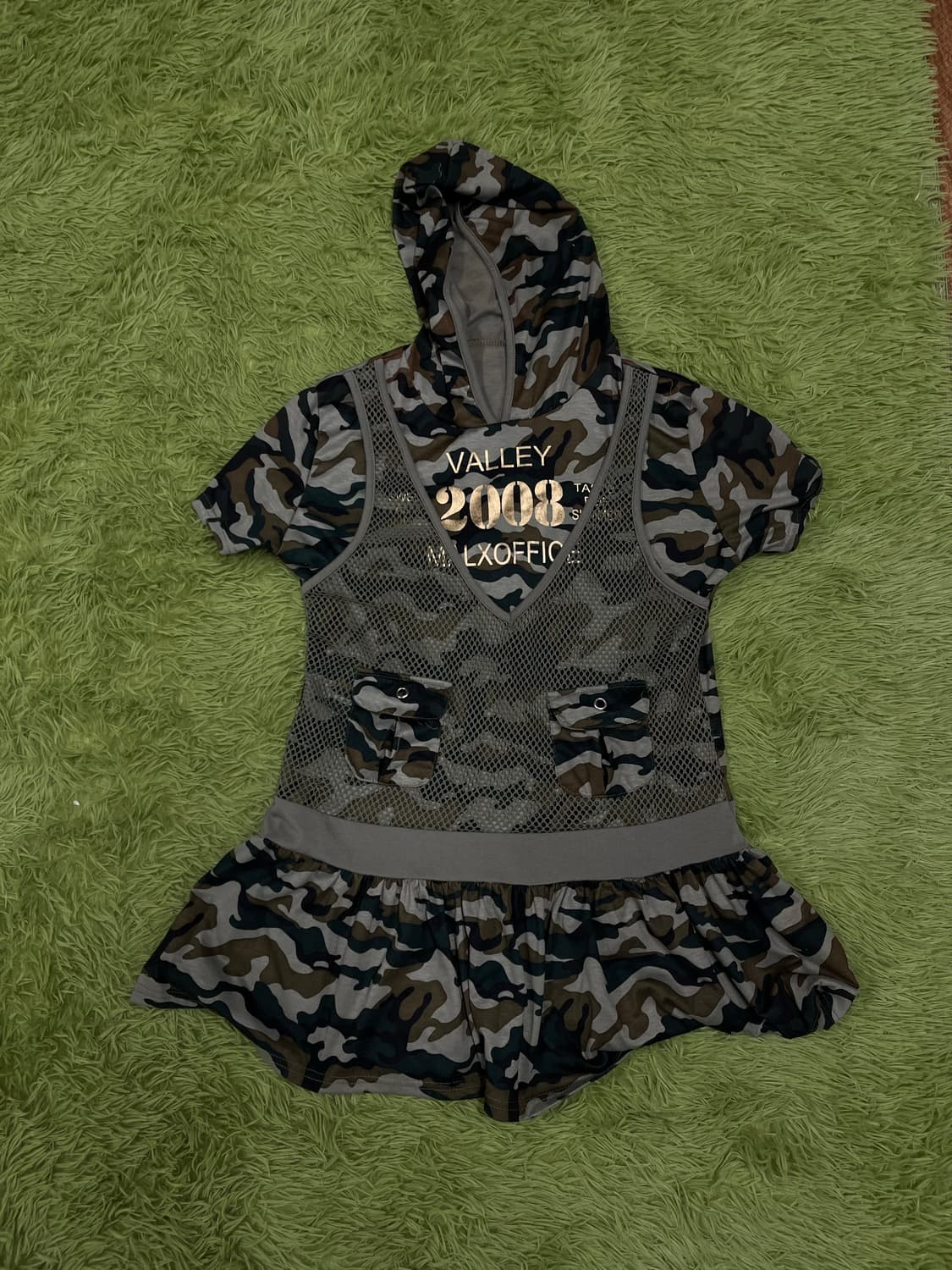 카모 레이어드 미니 원피스 반팔 상품이미지1