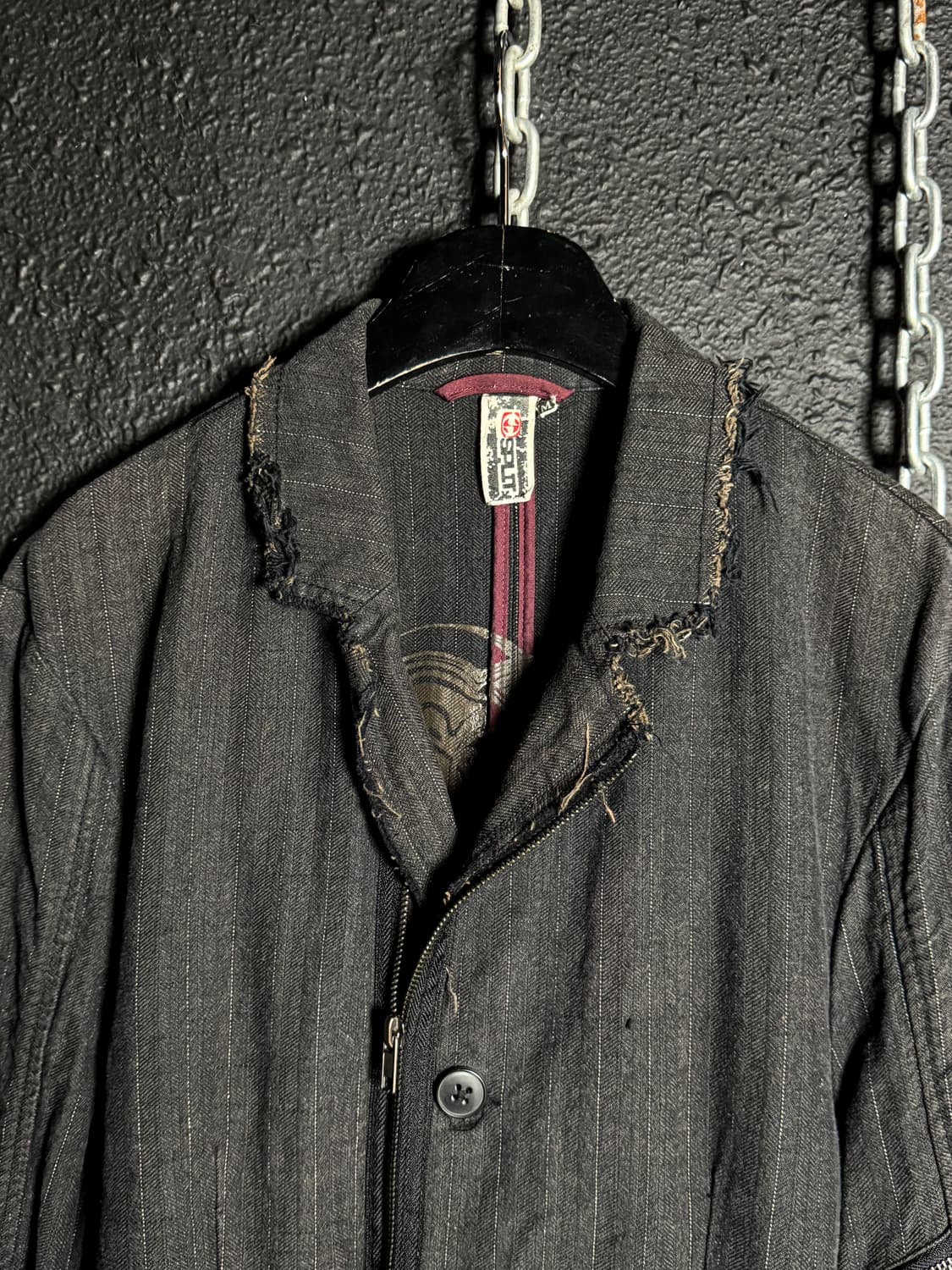 Gray denim pinstripe cut-off jacket  상품이미지2