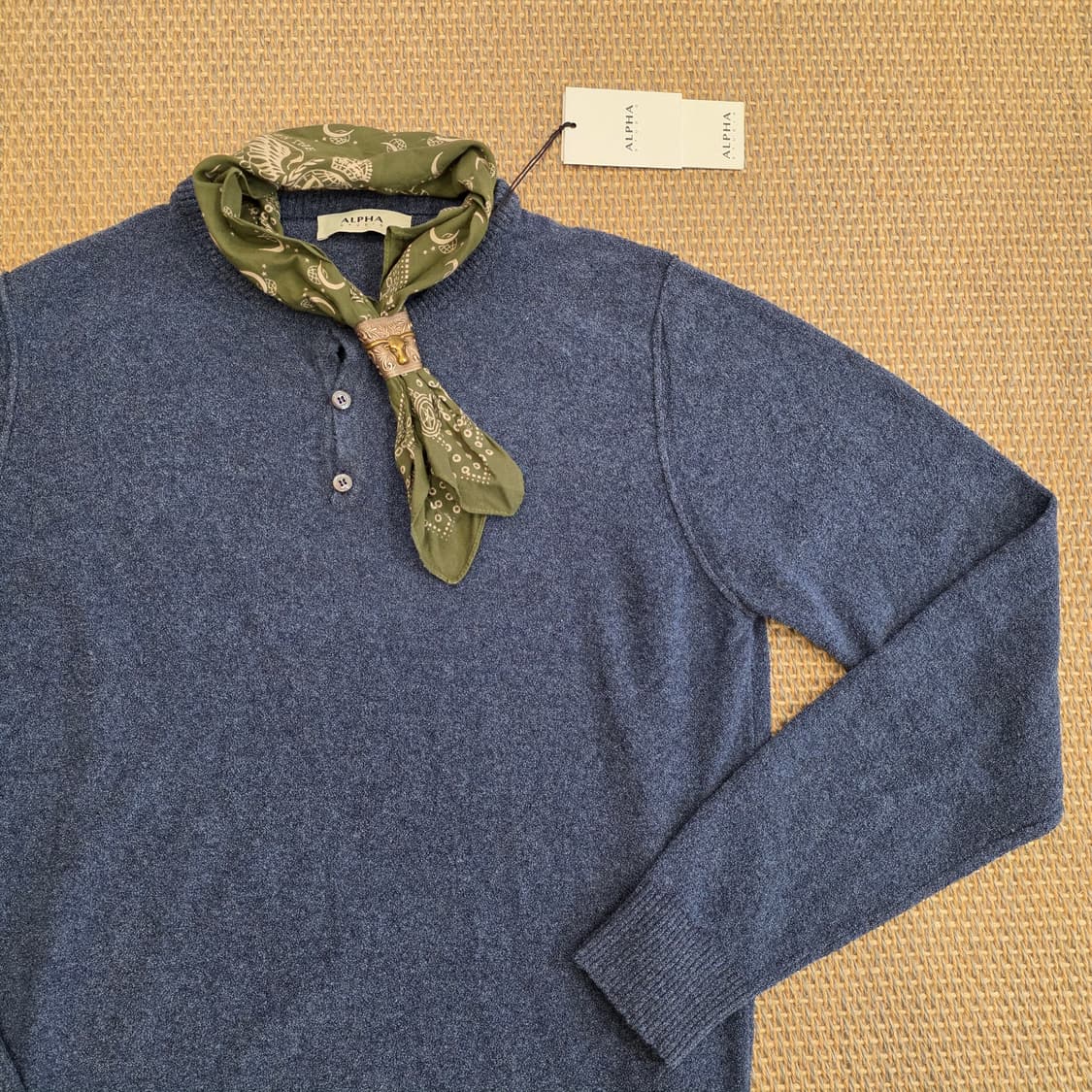 Alpha Studio 최상급 헨리넥 코튼 니트 티셔츠 상품이미지2