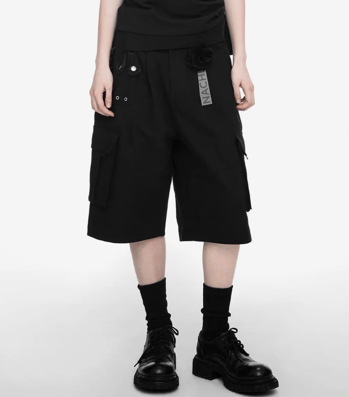 나체 WIDE CARGO HALF PANTS (UNISEX) BLACK 상품이미지1