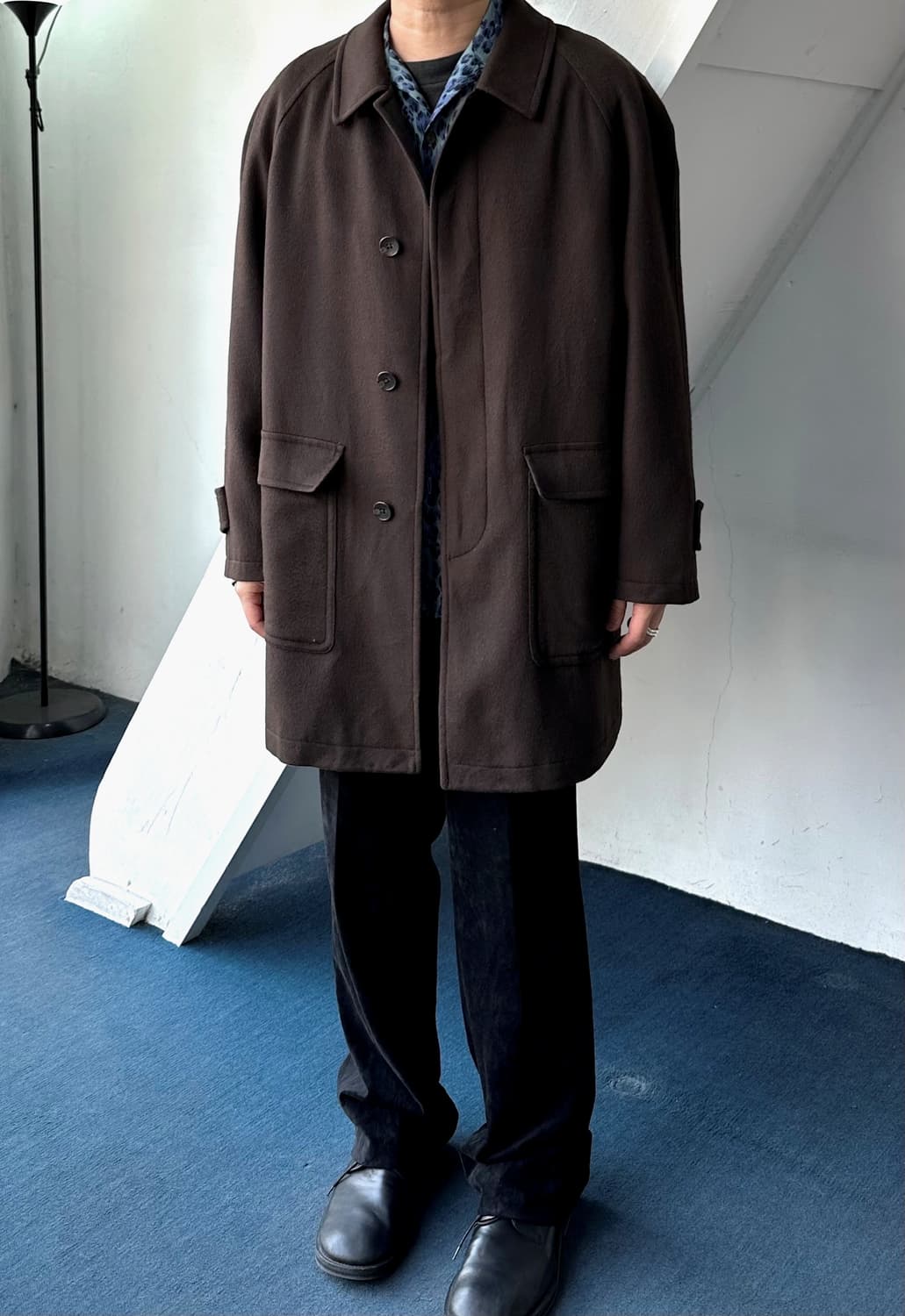 Cashmere wool blend Balmacaan mid coat 상품이미지8