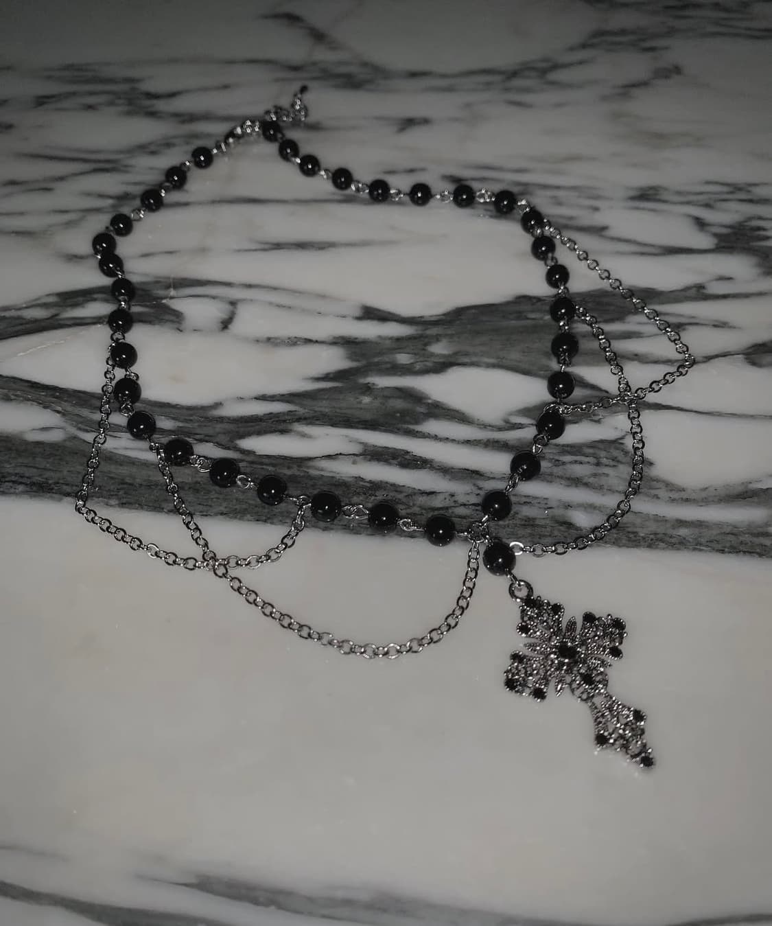 스젠 십자가 목걸이 requiem black pearl necklace 상품이미지1