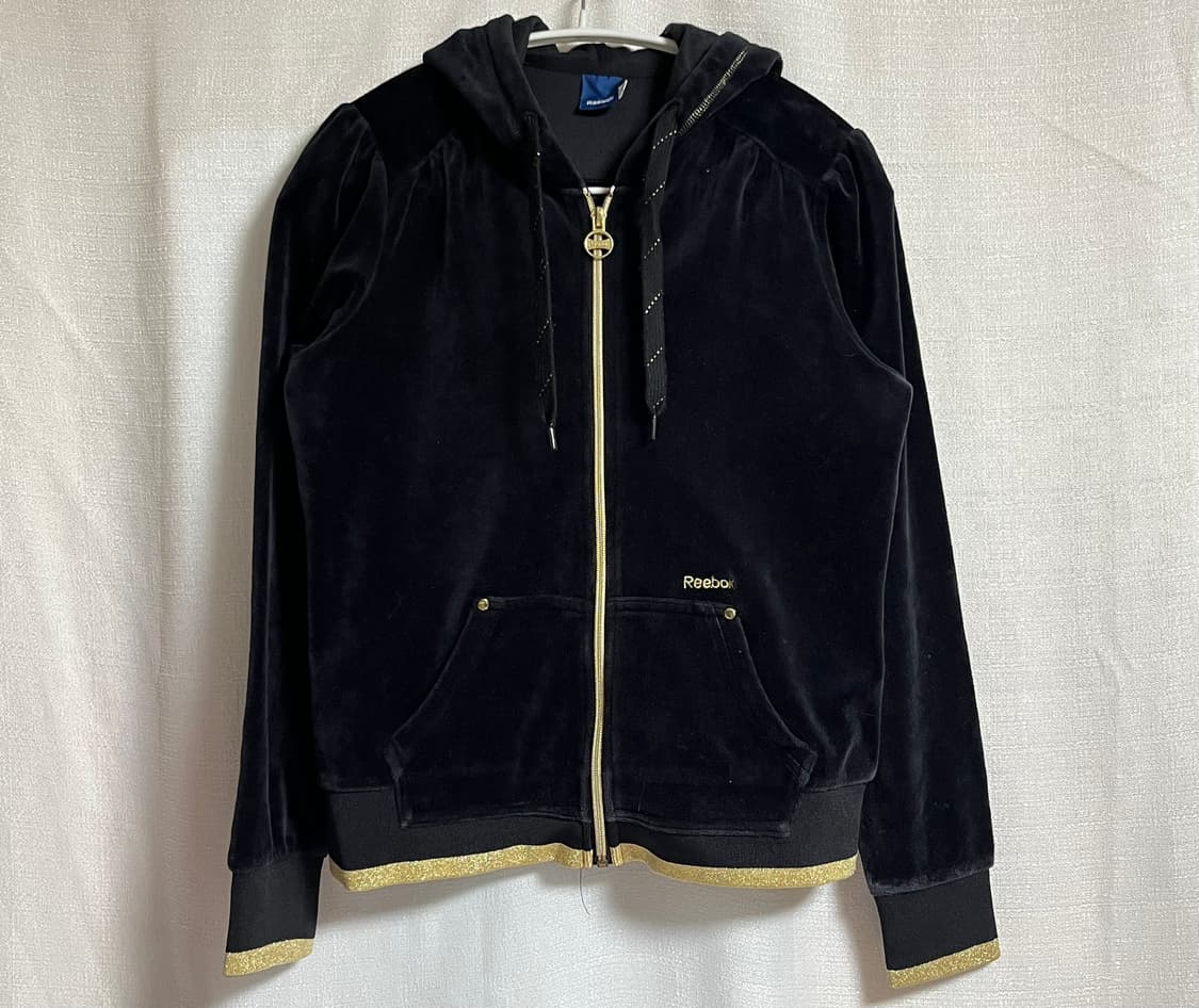 리복 공주핏 크롭 벨벳 후드집업 85 상품이미지1