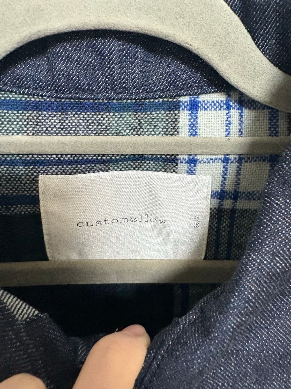 커스텀멜로우 체크 울 배색 트러커 생지 데님자켓 상품이미지5