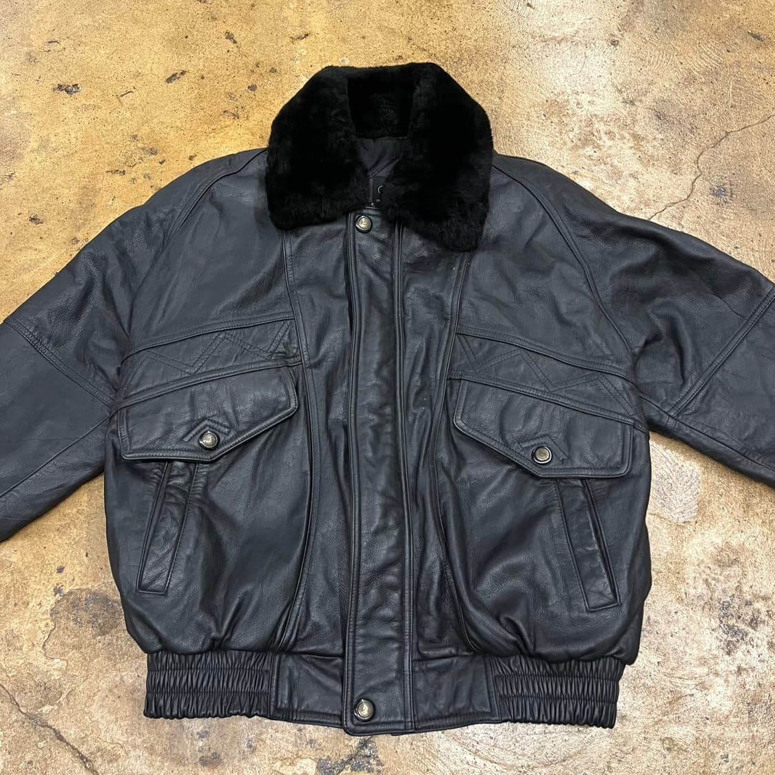 [정품/100] 그린조이 빈티지 퍼카라 소가죽 봄버 자켓 b10 상품이미지3