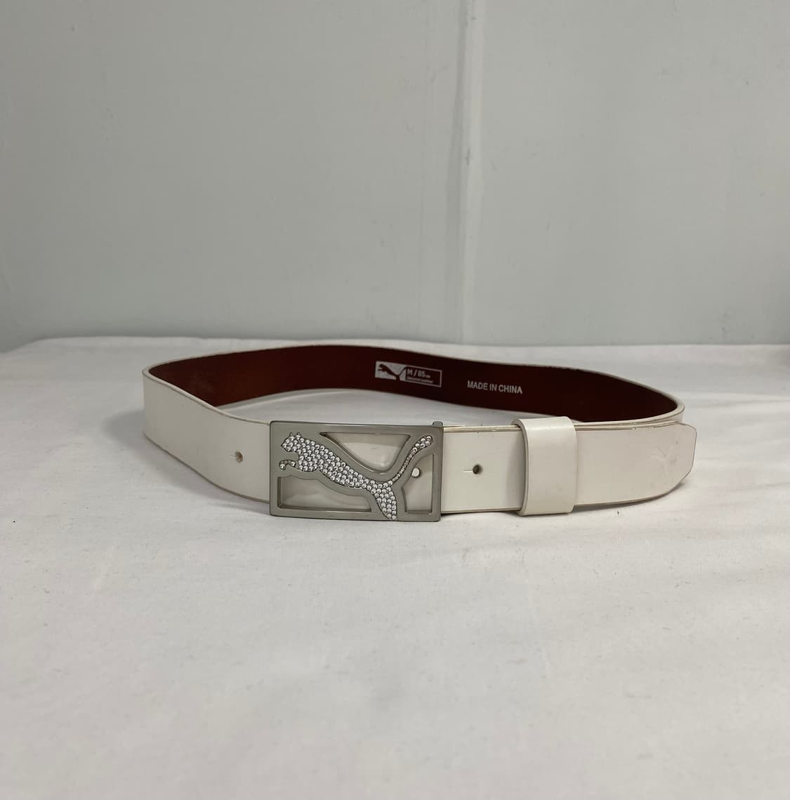 Puma 푸마 퓨마 화이트 가죽 레더 크리스탈 벨트 상품이미지1