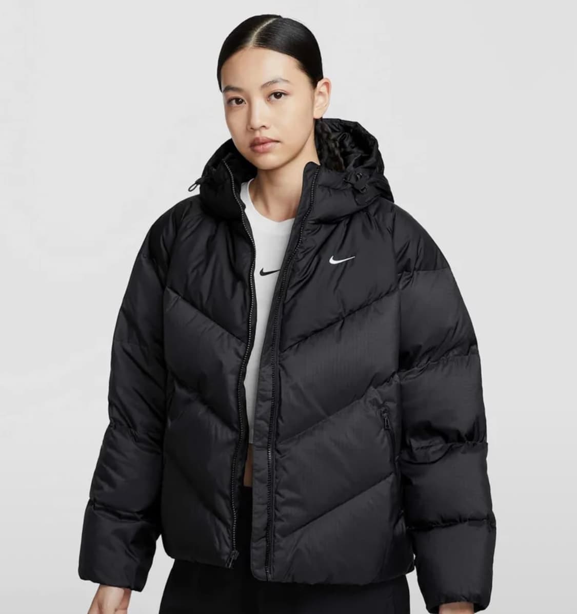 윈드푸퍼 스톰 핏 루즈 후드 다운 패딩 W - 블 상품이미지1