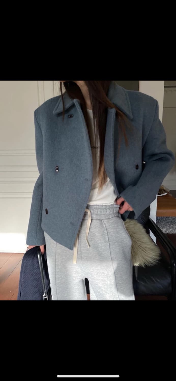 브리드 이중지 본딩 자켓 블루 상품이미지3