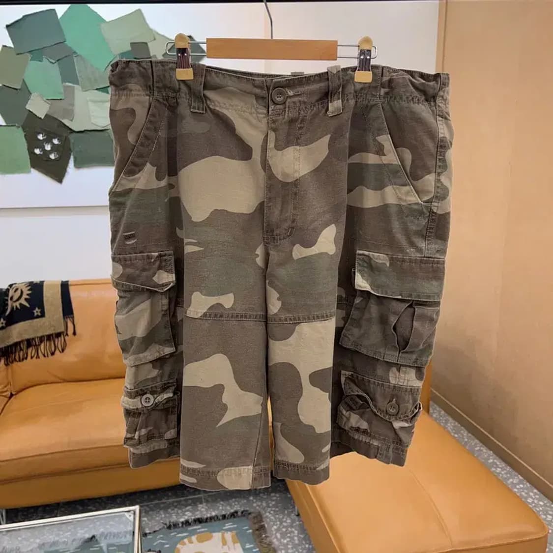 빈티지 밀리터리 카모 카고팬츠 반바지 XL C03606 상품이미지1