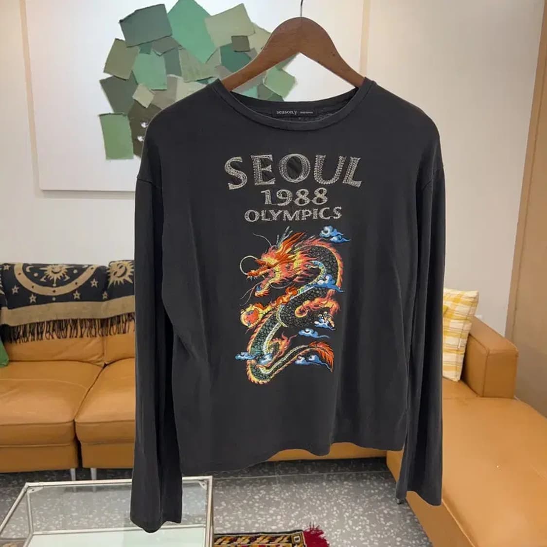 시즌와이 빈티지 프린팅 용자수 롱슬리브 긴팔티 95 C03806 상품이미지1