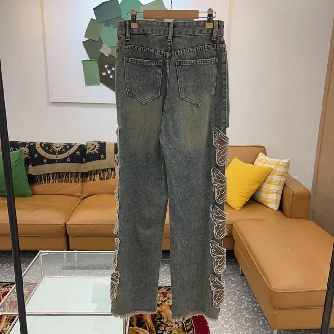 빈티지 나비 포인트 사이드라인 데님 청바지 M C03813 상품이미지2