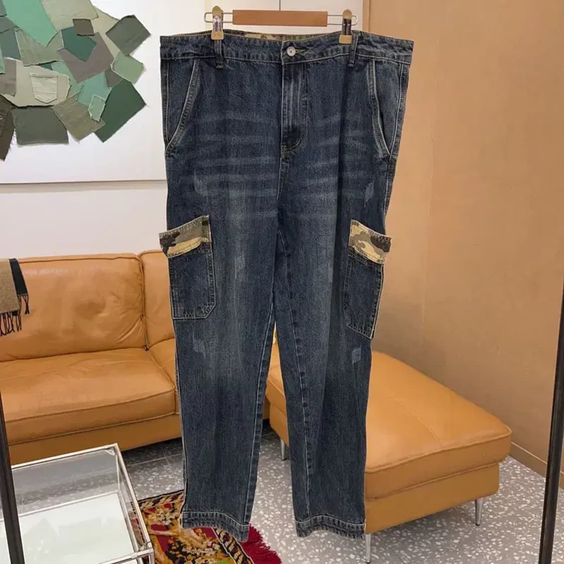 빈티지 카모 포인트 카고팬츠 데님 청바지 36인치 C04218 상품이미지1