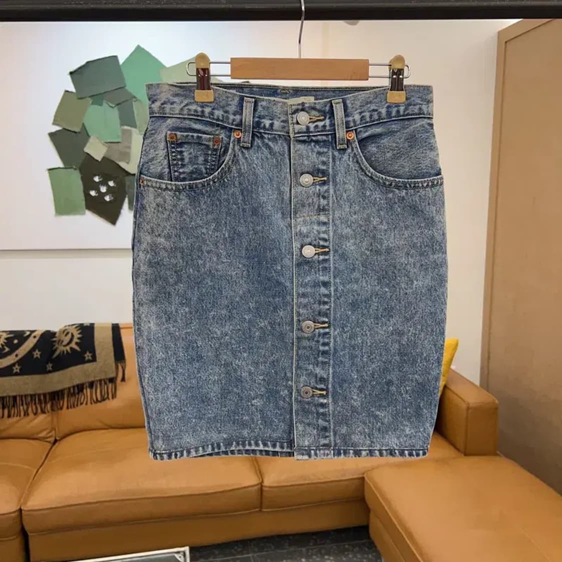 리바이스 MOM SKIRT 버튼 미디스커트 청치마 25인치 C04252 상품이미지1