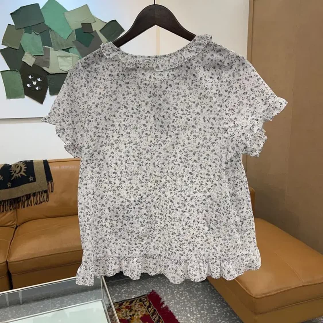 빈티지 잔꽃 모리걸 반팔 블라우스 반팔티 95 C04290 상품이미지2