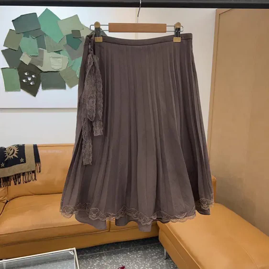 빈티지 플리츠 미디 스커트 치마 64 C04330 상품이미지1
