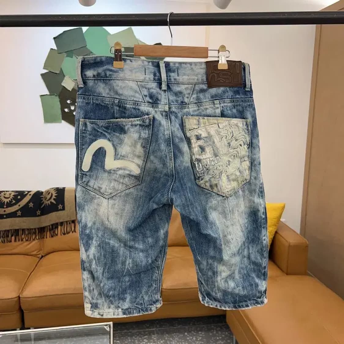 에비수 올드스쿨 포켓 포인트 돌청 데님 반바지 32인치 C04372 상품이미지1