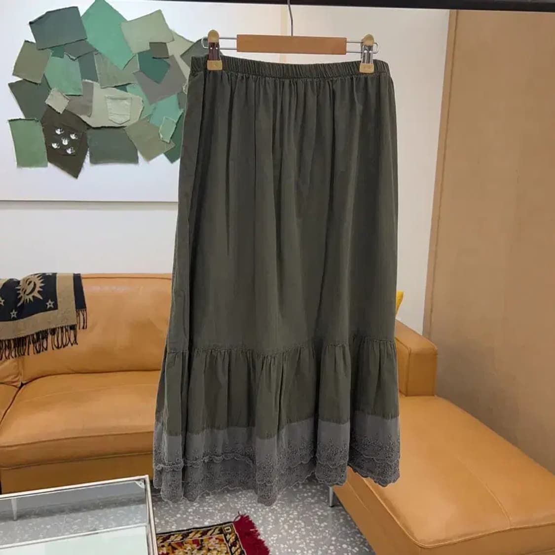 빈티지 레이스 모리걸 롱스커트 밴딩 치마 C04369 상품이미지2