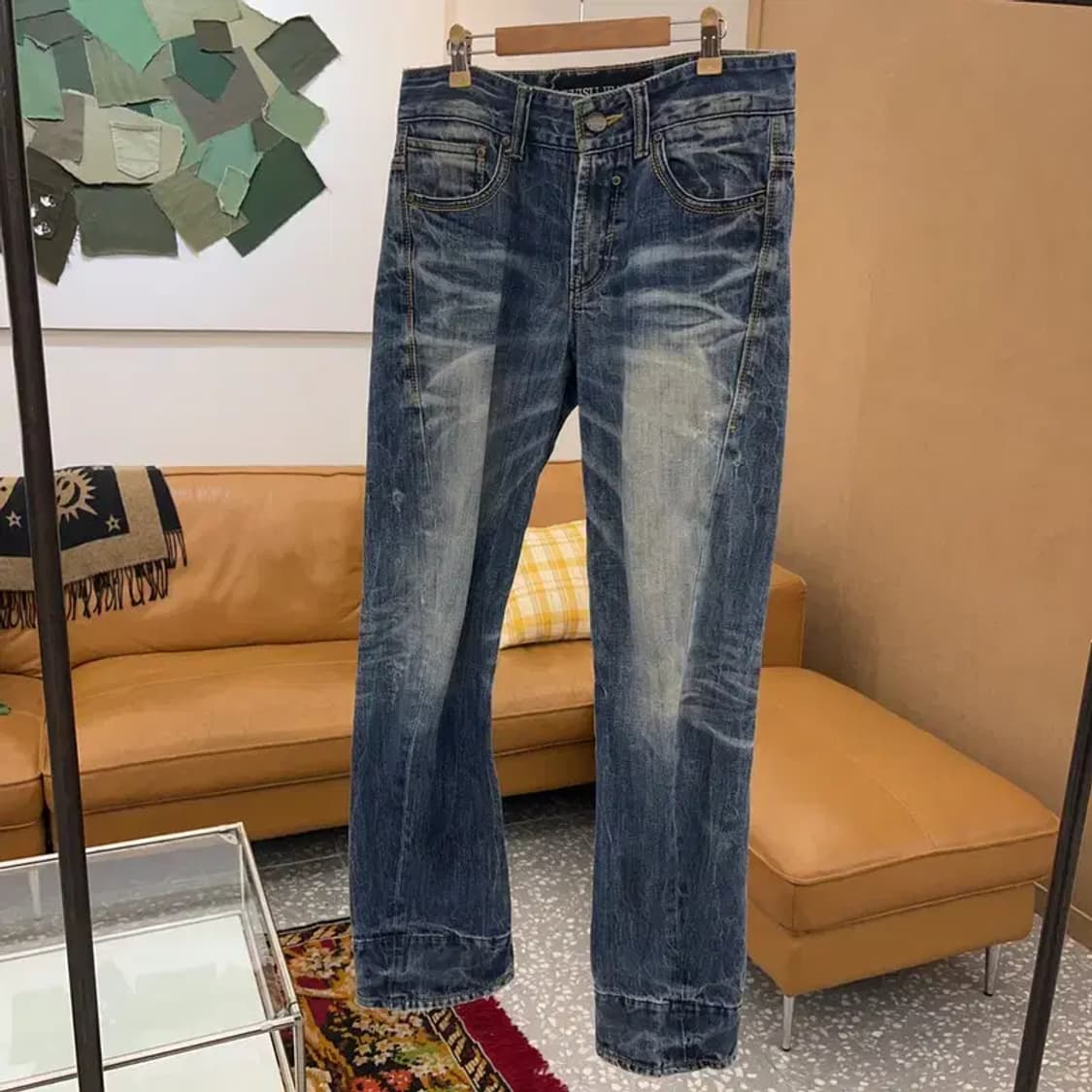 에비수 빈티지 포켓 프린팅 데님팬츠 청바지 32인치 C04571 상품이미지1