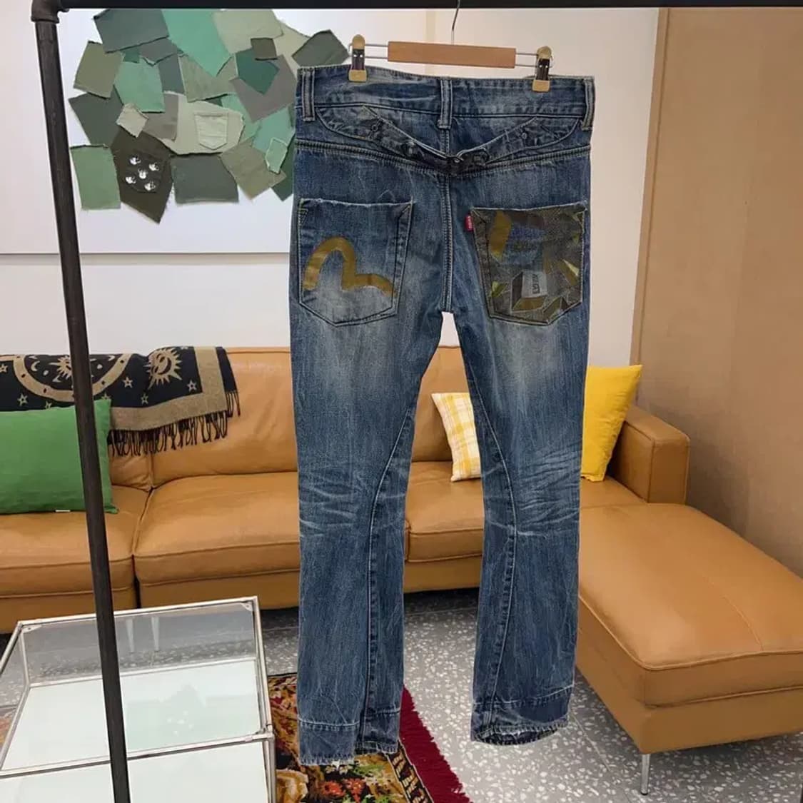 에비수 빈티지 포켓 프린팅 데님팬츠 청바지 32인치 C04571 상품이미지2