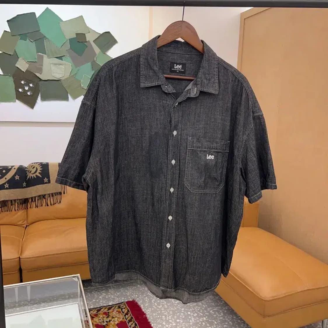 리 LEE 빈티지 흑청 오버핏 반팔 셔츠 110 C04691 상품이미지1