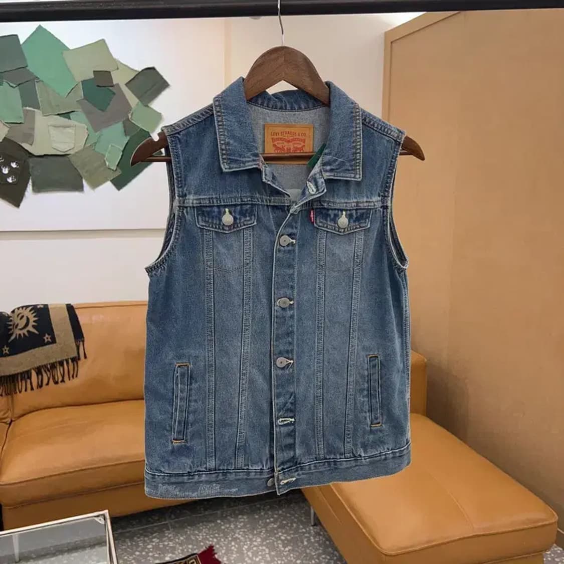 리바이스 백로고 자수로고 데님 조끼 베스트 90 C04797 상품이미지1