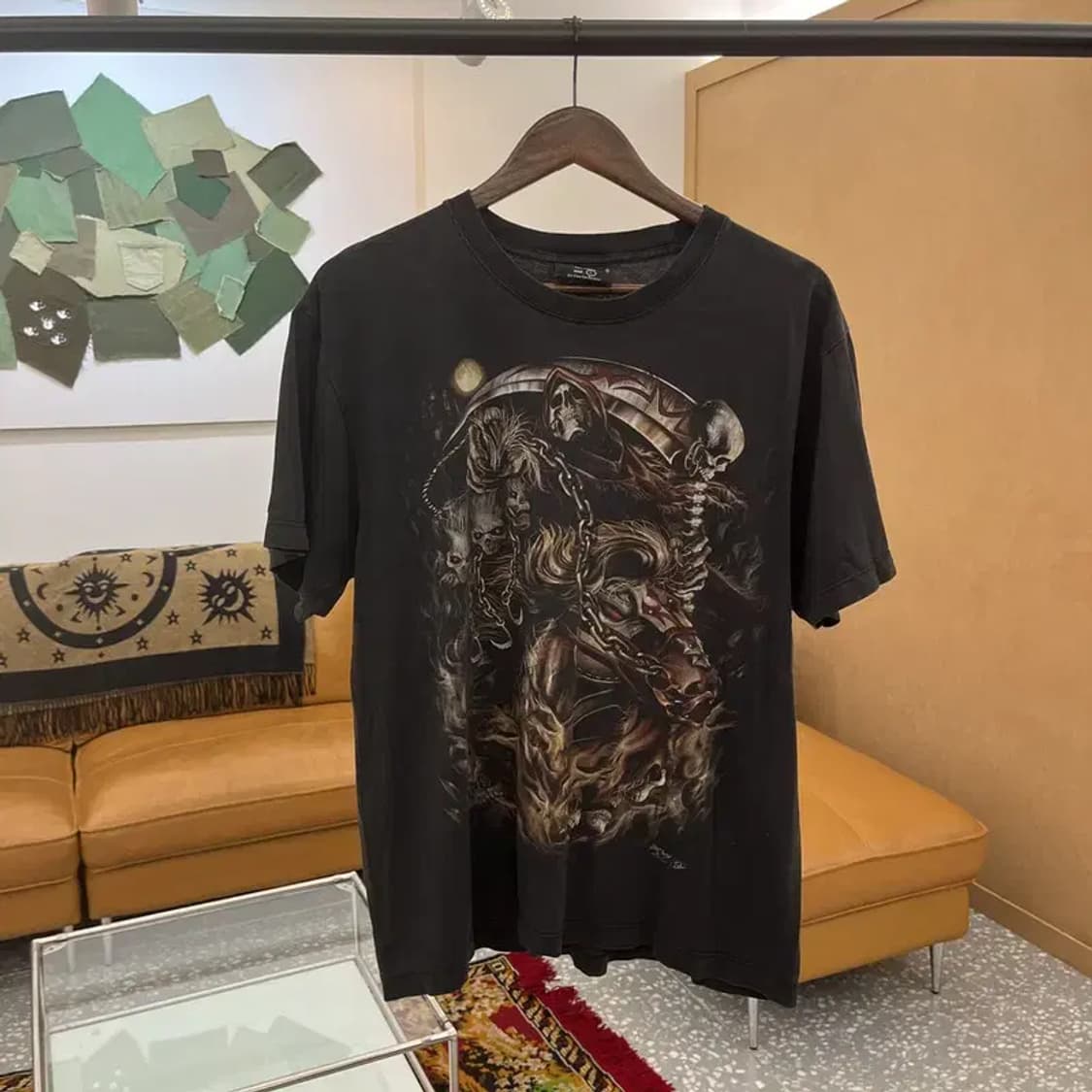 ROCK CHANG 빈티지 사신 프린팅 락티 반팔티 100 C05395 상품이미지1
