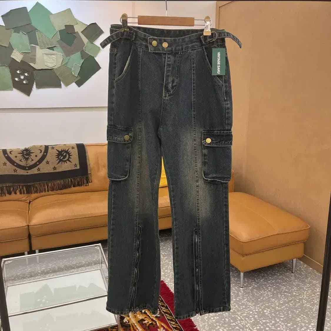 빈티지 Y2K 올드스쿨 카고 데님 청바지 26인치 C05739 상품이미지1