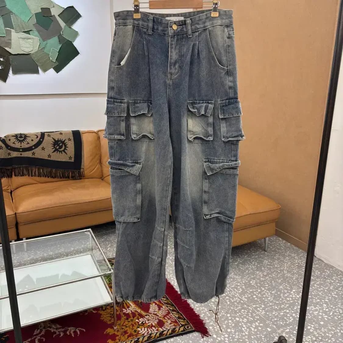 빈티지 올드스쿨 멀티포켓 데님 카고팬츠 28인치 C06022 상품이미지1